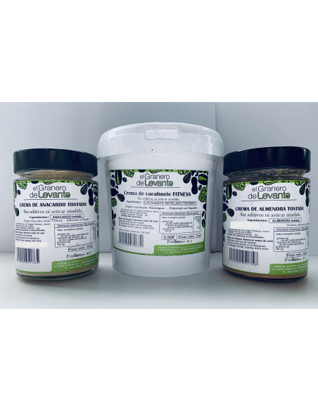 Pack Trío: Crema de Cacahuete 1kg + Crema de Anacardo 300g + Crema de Almendra 300g (100% NATURAL)