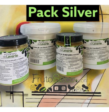 Pack Cremas Silver: Cacahuete Tostado 1kg +  Cacahuete y galleta 300g + Cacahuete y Cacao 1Kg + Coquitos de Brasil 300g