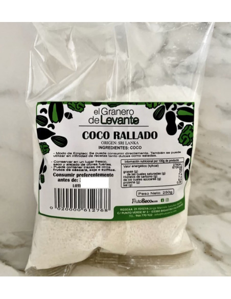 Coco Rallado, bolsa 250 gramos