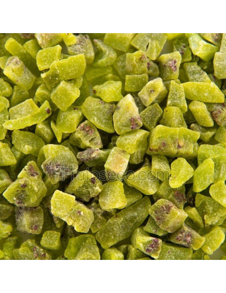 Kiwi deshidratado en dados, bandeja 250 gramos.